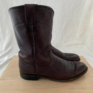 Justin Roper Cowboy Boots 3435 Size 9 Burgundy